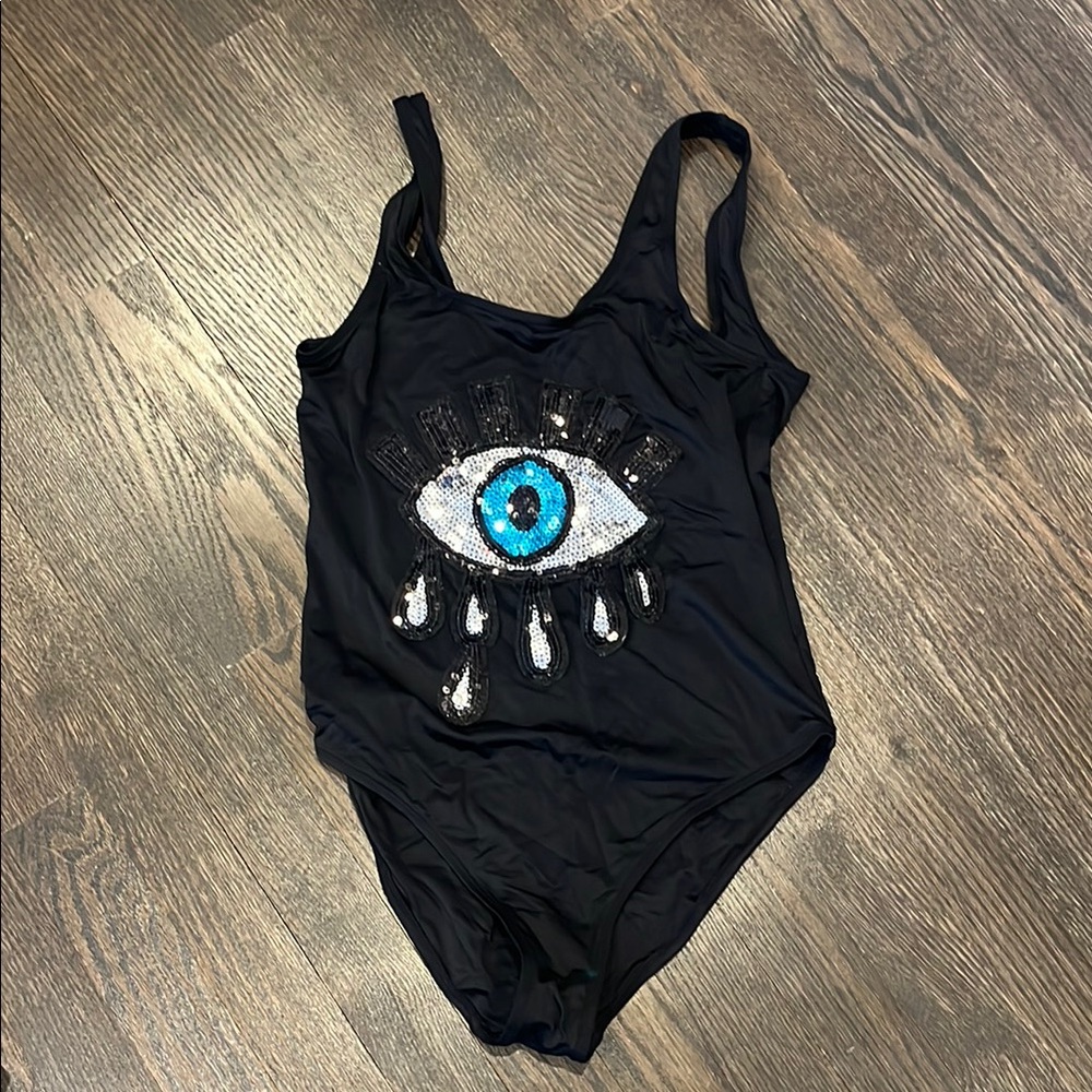 Black Swimsuit with Eye Design